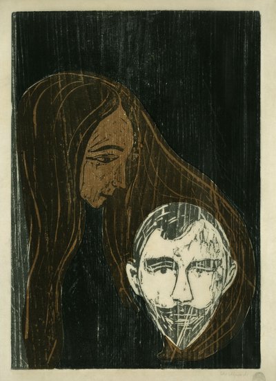 Mandehoved med kvindehår af Edvard Munch