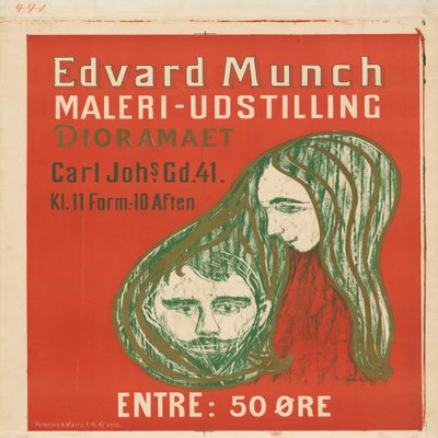 Männerkopf im Frauenhaar af Edvard Munch