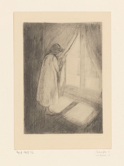 Pige i natkjole ved et vindue Pigen ved vinduet (original titel) af Edvard Munch