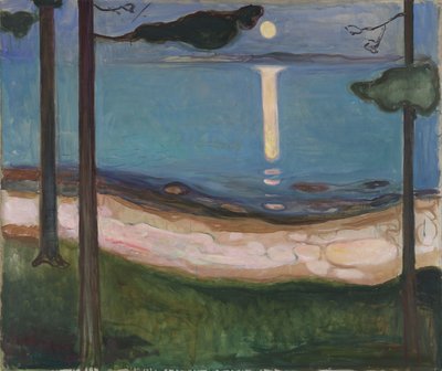 Måneskin nordisk landskab. Maleri af Edvard Munch (1863-1944) 1895 Dim. 93x110 cm Oslo, Najonal Galleriet af Edvard Munch