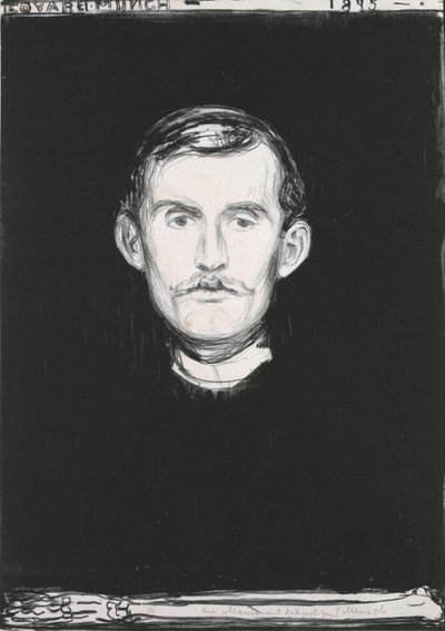 Selvportræt med skeletarm af Edvard Munch