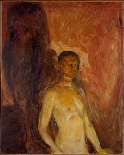 Selvportræt i helvede Maleri af Edvard Munch (1863-1944) 1895 ca. Sol. 81,5x65,5 cm Oslo, Kommunale kunstsamlinger Munch-museet (Musee Munch) af Edvard Munch