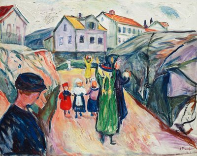Gade i Kragero (Gade i Kragero); Dorfstrasse Kragero (gade i Kragero) af Edvard Munch