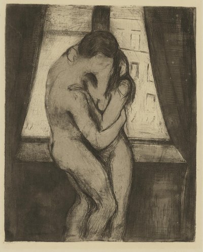 Kysset, 1895 af Edvard Munch