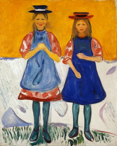 To små piger med blå forklæder af Edvard Munch