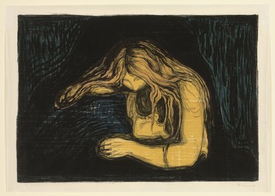 Vampyr II, ca. 1895-1902 (litografi og træsnit i farver) af Edvard Munch