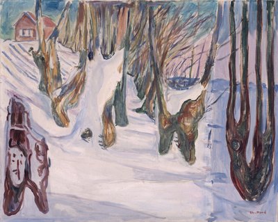Vinterlandskab med hus af Edvard Munch