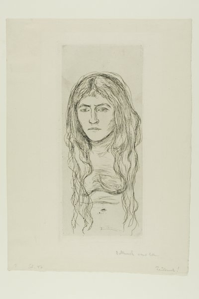 Kvinde med langt hår af Edvard Munch