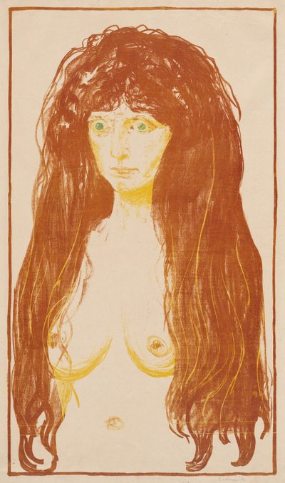 Kvinde med rødt hår og grønne øjne (Synden) af Edvard Munch