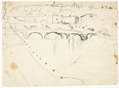 Udsigt fra et vindue ved Lungarnoen over floden mod Santo Spirito og San Miniatohøjderne, Firenze af Edvard Weie