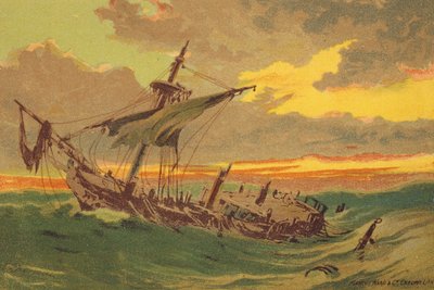 Det forladte skib (farvelitografi) af Edward (after) Duncan