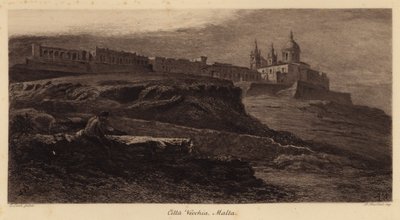 Den gamle bydel, Malta (kobberstik) af Edward (after) Lear