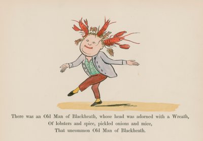 Der var en gammel mand fra Blackheath, hvis hoved var prydet med en krans (farvelagt gravering) af Edward (after) Lear