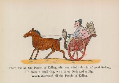 Der var en gammel person fra Ealing, som var helt blottet for gode følelser (farvelagt gravering) af Edward (after) Lear