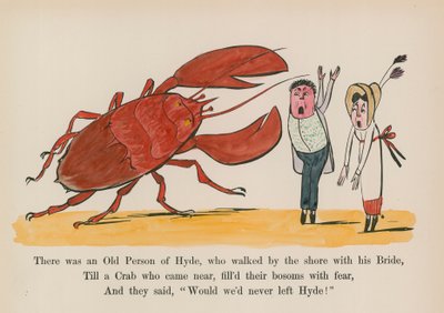 Der var en gammel person fra Hyde, som gik ved kysten med sin brud (farvelagt gravering) af Edward (after) Lear