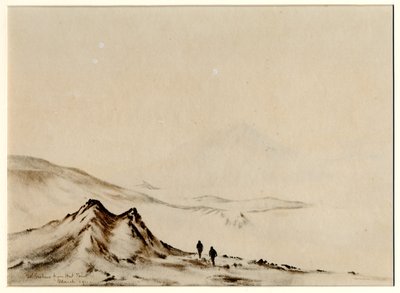 Mount Erebus fra Hut Point, 1901-04 (wc på papir) af Edward Adrian Wilson