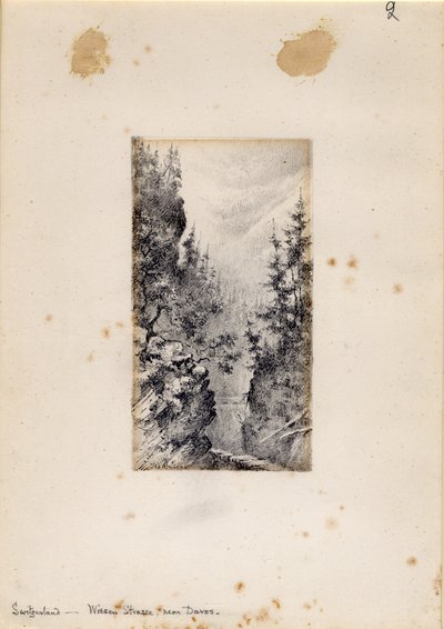 Wiesen Strasse nær Davos, Schweiz, 1898-99 af Edward Adrian Wilson