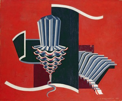 Komposition på rød grund af Edward Alexander Wadsworth
