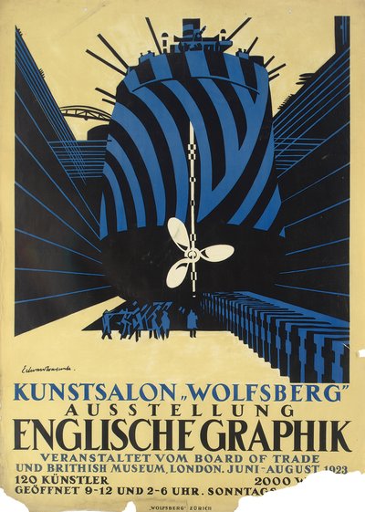 Tysk plakat for en udstilling af engelsk grafik for Board of Trade og British Museum af Edward Alexander Wadsworth