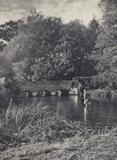 Aftenopgang ved Leverton Bridge (s/h-foto) af Edward Alfred Barton