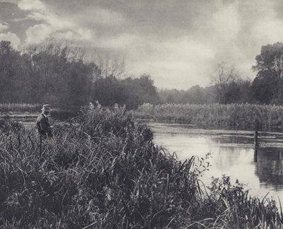 The Shallows ved Leckford on the Test (s/h-foto) af Edward Alfred Barton