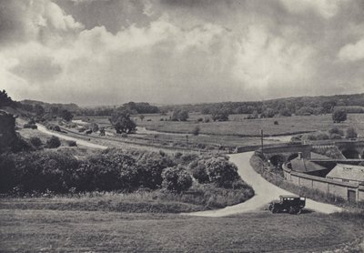 Test Valley fra Chilbolton Down (s/h-foto) af Edward Alfred Barton