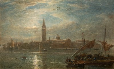 St Georgio ved måneskin, Venedig (akvarel) af Edward Angelo Goodall
