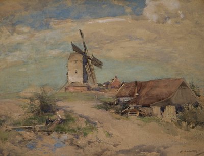 Vindmøllen, ca. 1900-04 (akvarel) af Edward Arthur Walton