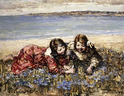 Indsamling af blomster ved kysten af Edward Atkinson Hornel