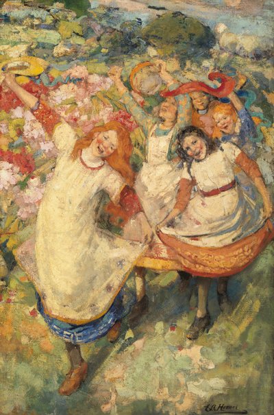 Kevään tanssi (öljy kankaalle) af Edward Atkinson Hornel