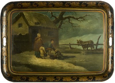 Breaking the Ice, ca. 1800 (olie på japansk tebakke) af Edward Bird