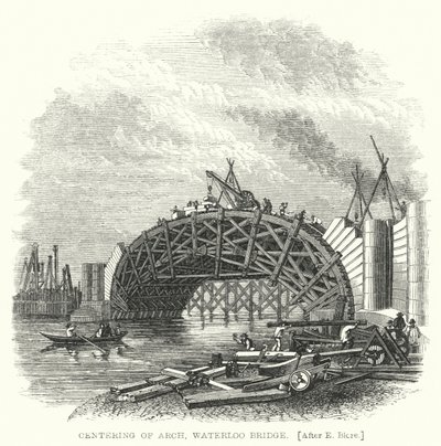 Centrering af bue, Waterloo Bridge (gravering) af Edward Blore