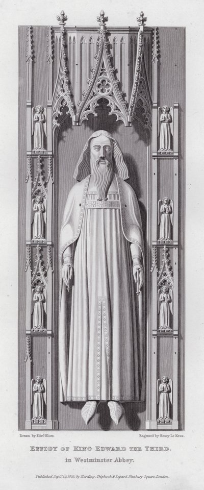 Billede af kong Edward den Tredje, i Westminster Abbey (gravering) af Edward Blore