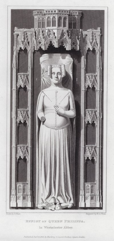 Billede af dronning Philippa, i Westminster Abbey (gravering) af Edward Blore