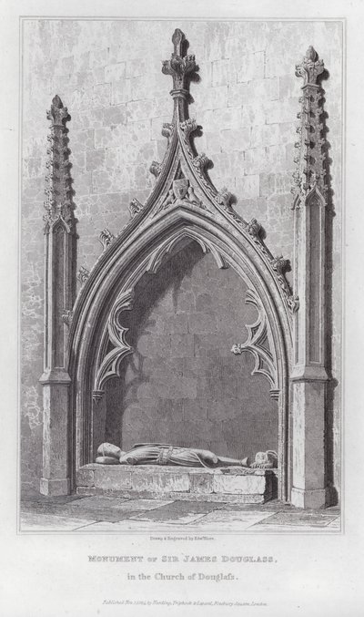 Monument af Sir James Douglass, i Church of Douglass (gravering) af Edward Blore