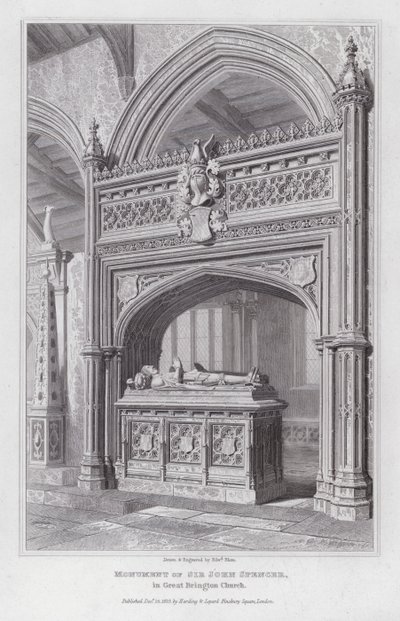 Monument for Sir John Spencer i Great Brington Church (gravering) af Edward Blore
