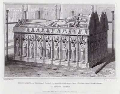 Monument over Thomas Earl of Arundel og hans grevinde Beatrix, i Arundel Kirke (gravering) af Edward Blore