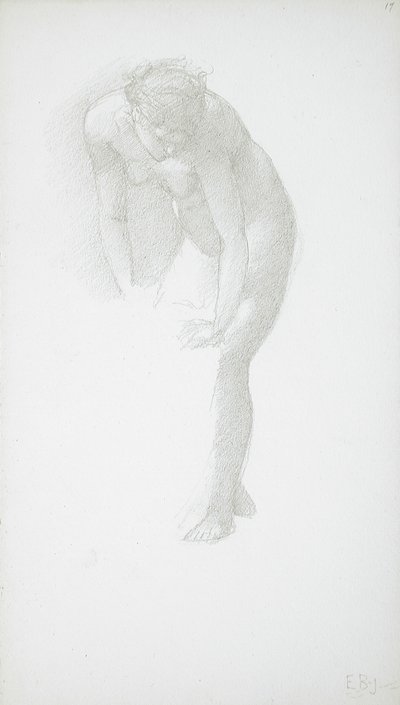 Bøjende kvindelig nøgenmodel af Edward Burne-Jones