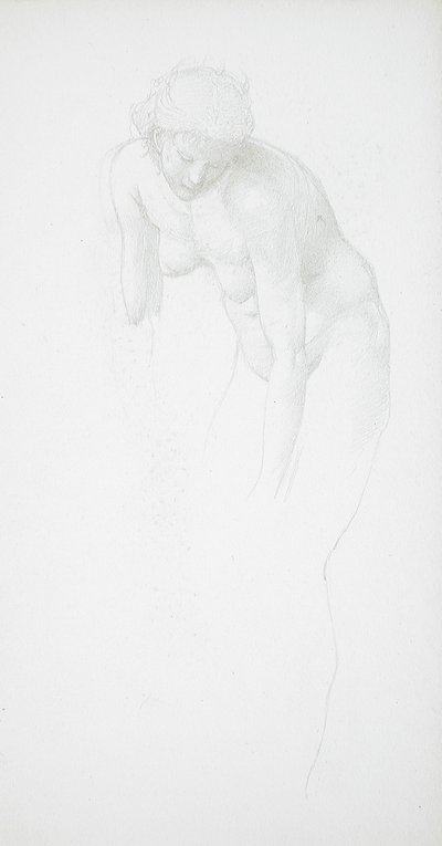 Bøjende kvindelig nøgenmodel af Edward Burne-Jones