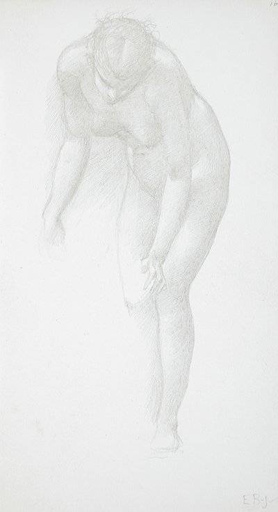 Bøjende kvindelig nøgenmodel af Edward Burne-Jones