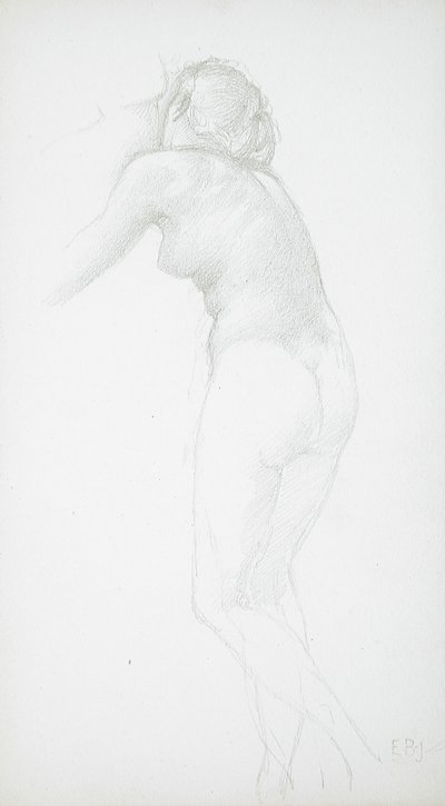 Kvindelig nøgenfigur set bagfra af Edward Burne-Jones