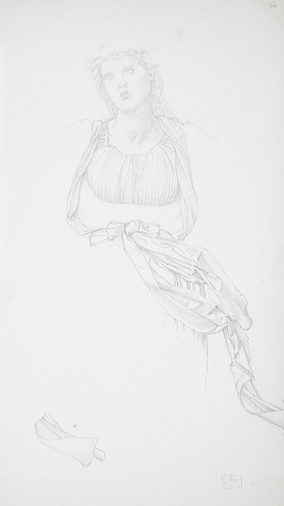 Studie af kvindelig torso og draperi af Edward Burne-Jones