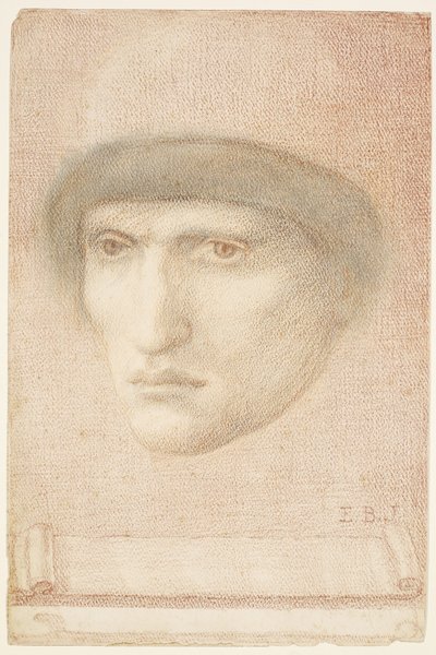 Mandlig portræt - muligvis Dante eller studer til St George Series af Edward Burne Jones