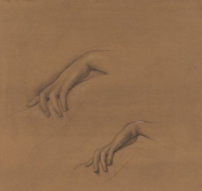 Studier for en hånd i guddommens brande af Edward Burne-Jones
