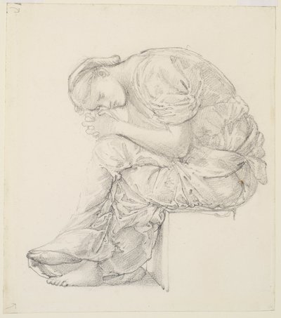 Klagesangen - undersøgelse til figuren til højre af Edward Burne-Jones