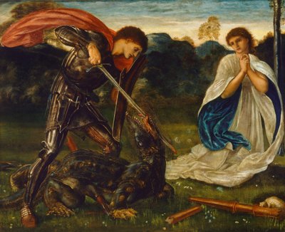 Kampen: Sankt Georg dræber dragen VI af Edward Burne-Jones