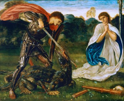 Kampen: Sankt Georg dræber dragen VI af Edward Burne-Jones