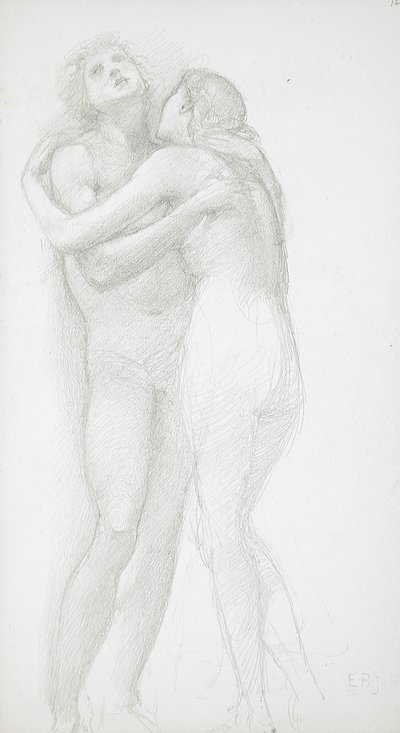 To nøgne figurer, der omfavner hinanden af Edward Burne-Jones