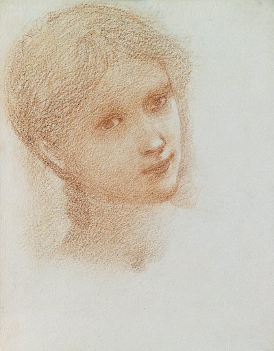 Head Study of a Girl, ca. 1865-6 (rødt kridt på papir) af Edward Burne Jones