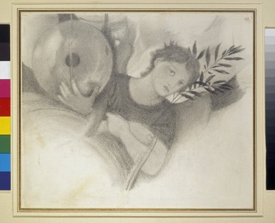 Study for a Head in The Days of Creation, ca. 1871 - 1875 (grafit og sort kridt på råhvidt papir) af Edward Burne Jones